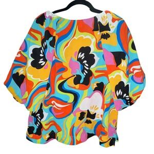 UMGEE puff sleeve lightweight colorful spring top blouse! SZ LG NWOT
